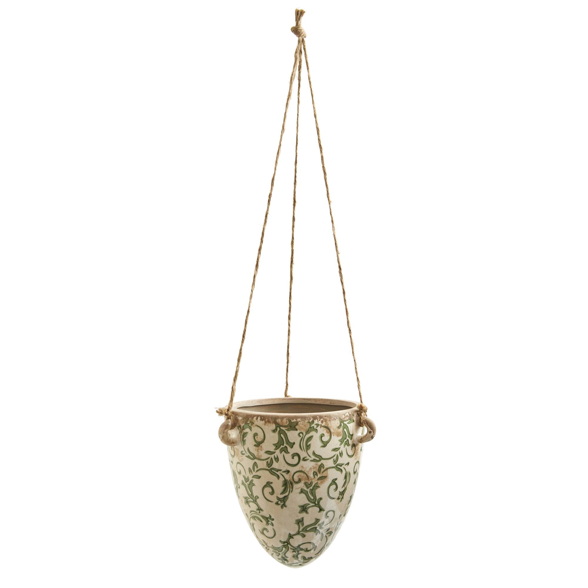 24" Tuscan Hanging Ceramic Scroll Planter